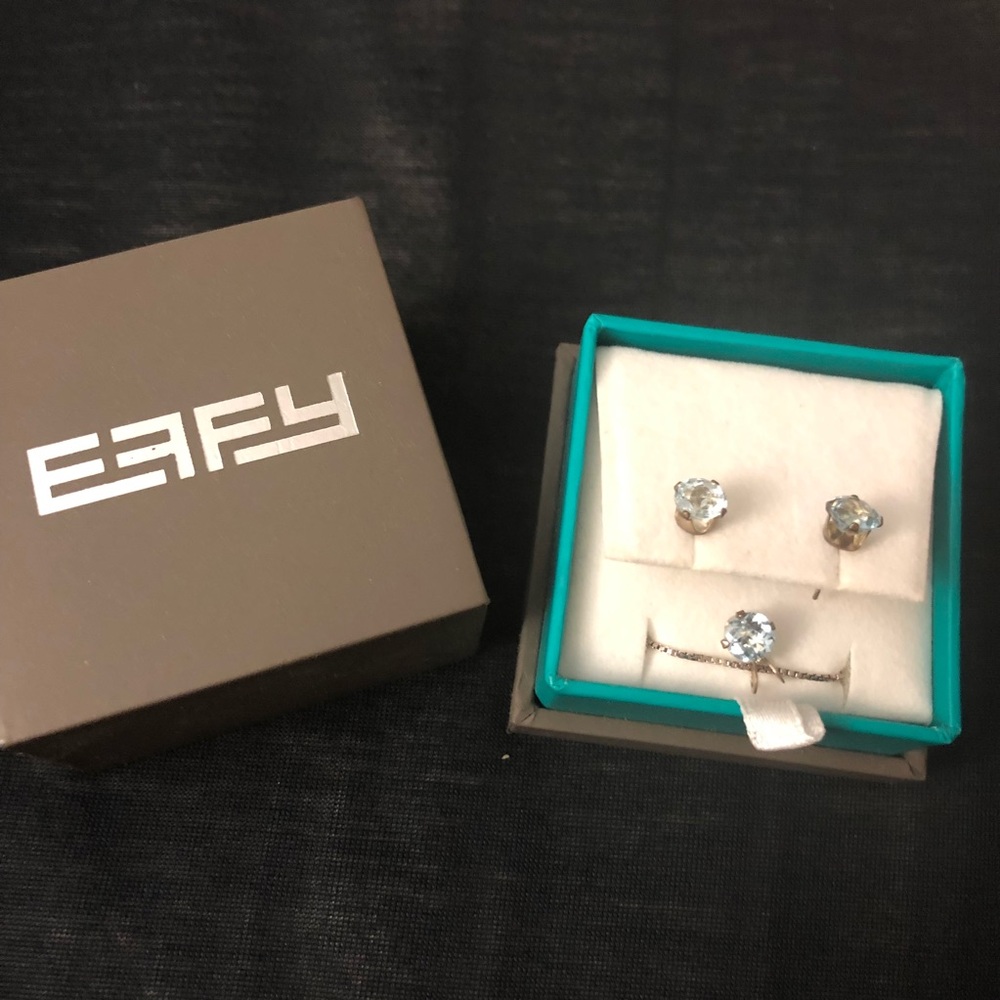 EFFY Topaz 14K White Gold Pendant Earrings Set